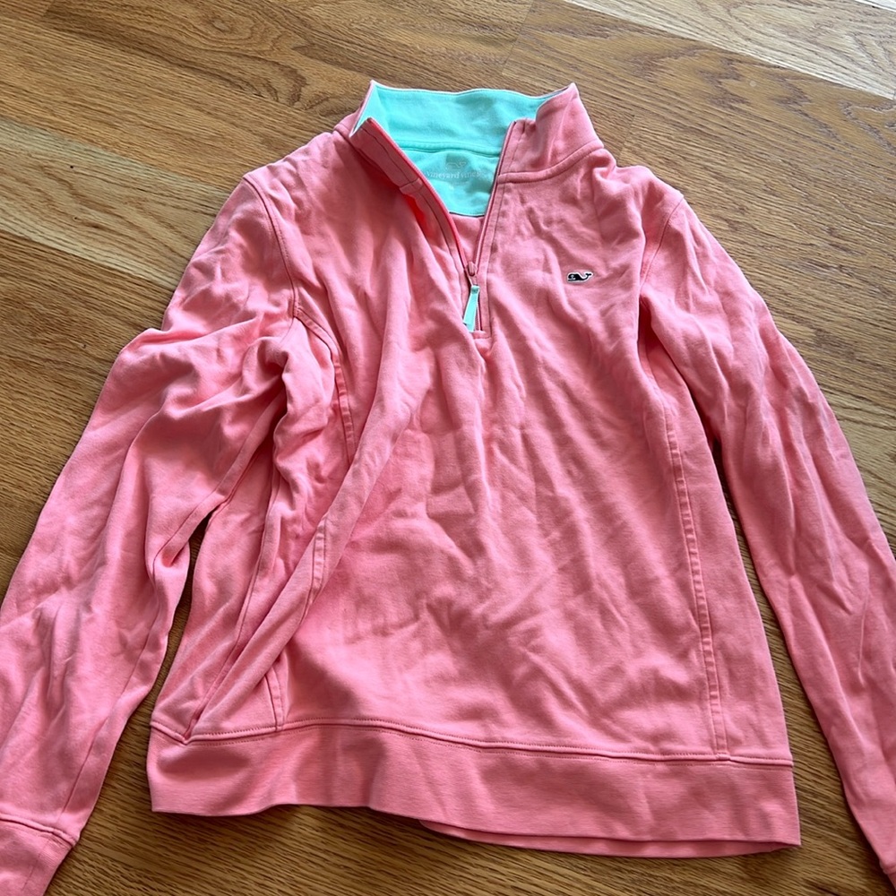 Women’s pink/peach Vineyard Vines quarter zip long sleeve size M